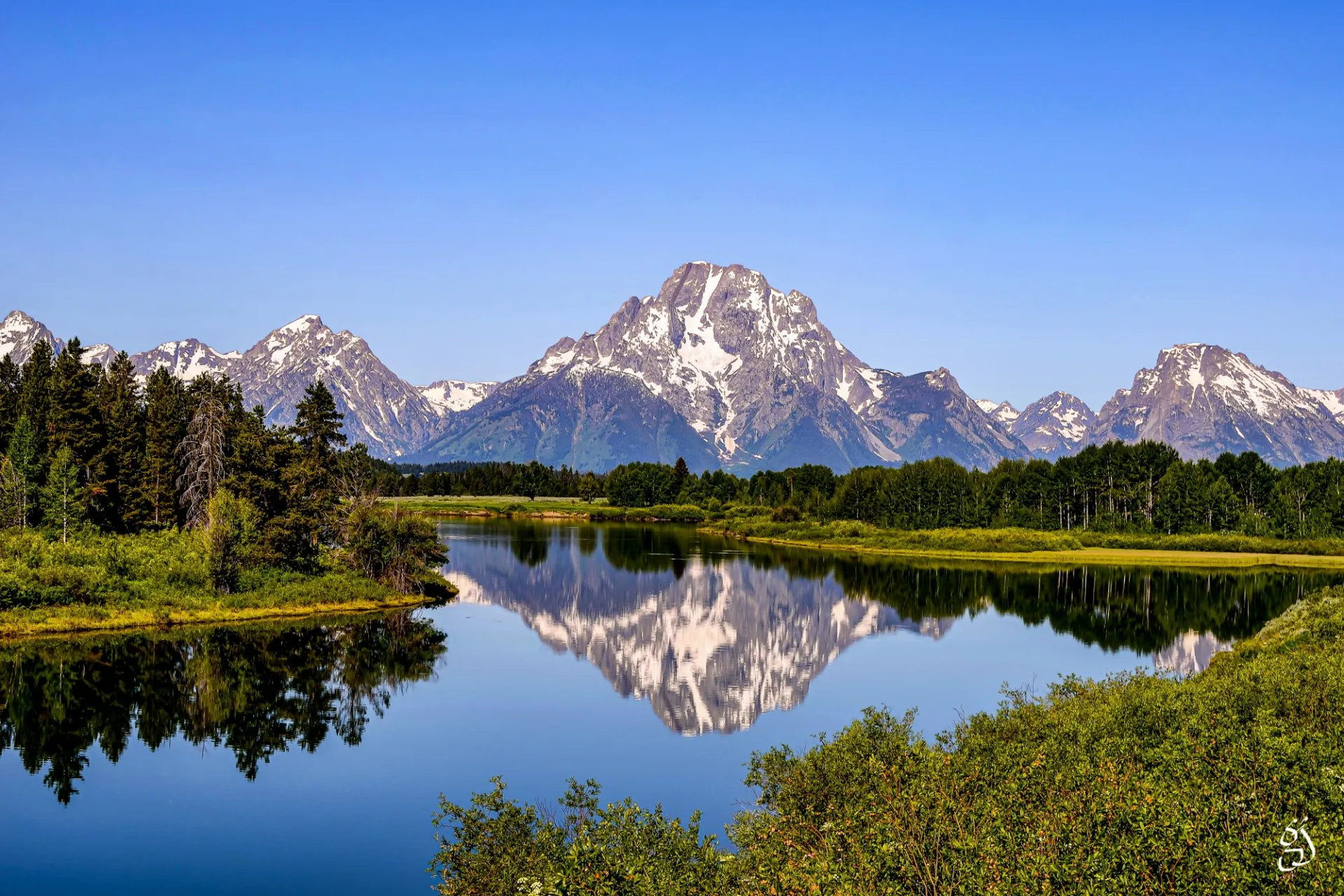 Mountains Of Teton Range Reflecting In A Pond At Oxbow Bend In Grand Teton National Park   Gautam Jain.JPG