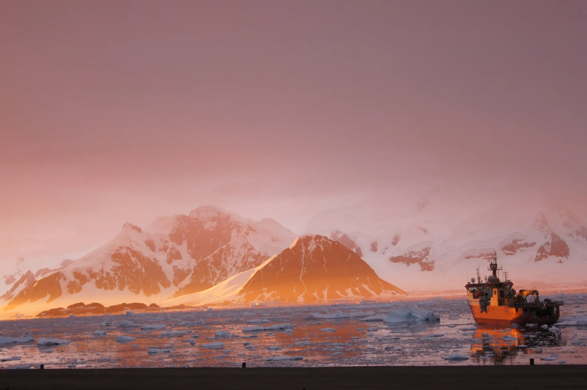 Sunset On The RVIB Nathaniel B. Palmer At Rothera Station, British Antarctic Survey   David Porter.jpeg