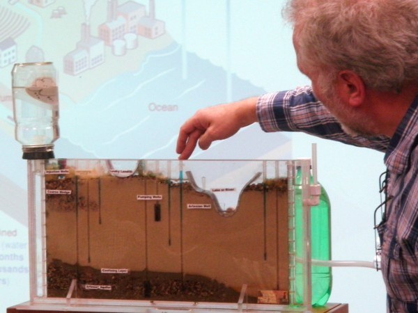Teacher conducting an experiment